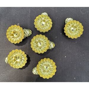 6 VTG Christmas Tree Metal Pinecone Clip Candle Holders Feather Tinsel Tree -S1A